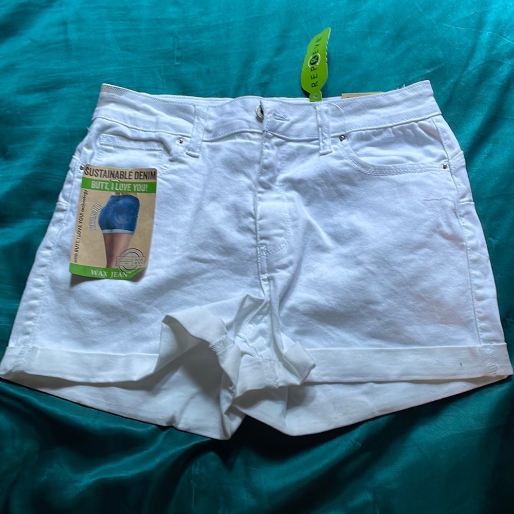 White jean shorts